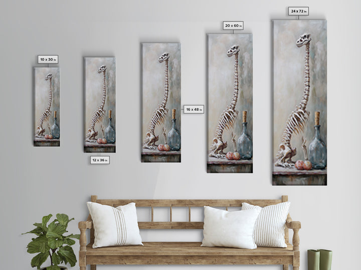 Dinosaur Skeleton Curiosity Still Life Canvas Print, Dark Academia Wall Art, Oddities Decor, Gothic Wall Decor, Museum Print