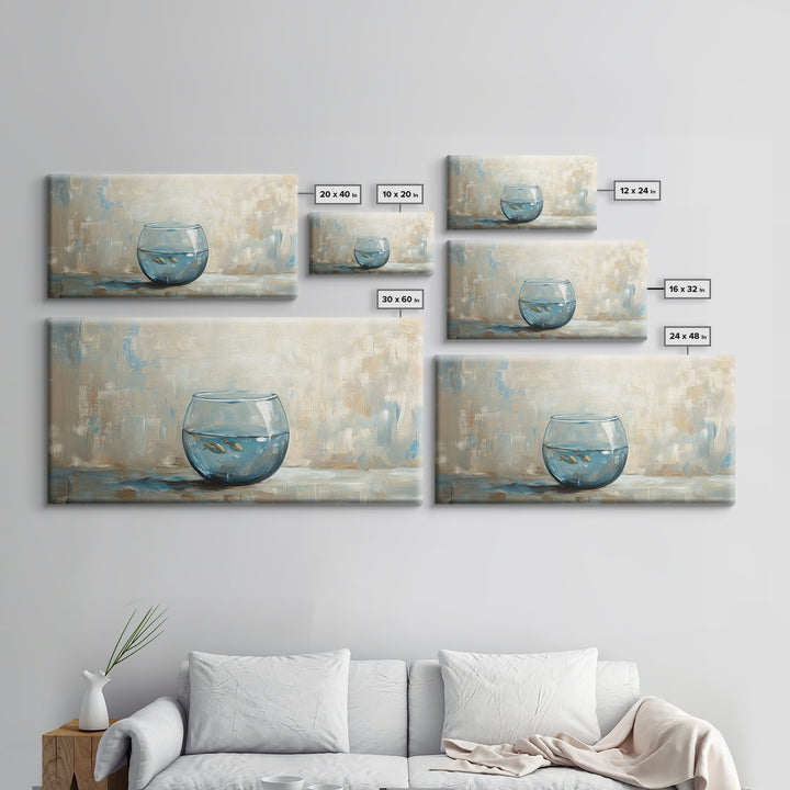 Goldfish Bowl Still Life Canvas Print, Coastal Wall Art, Ocean Animal Art, Neutral Home Decor, Bathroom Wall Decor Gift Idea