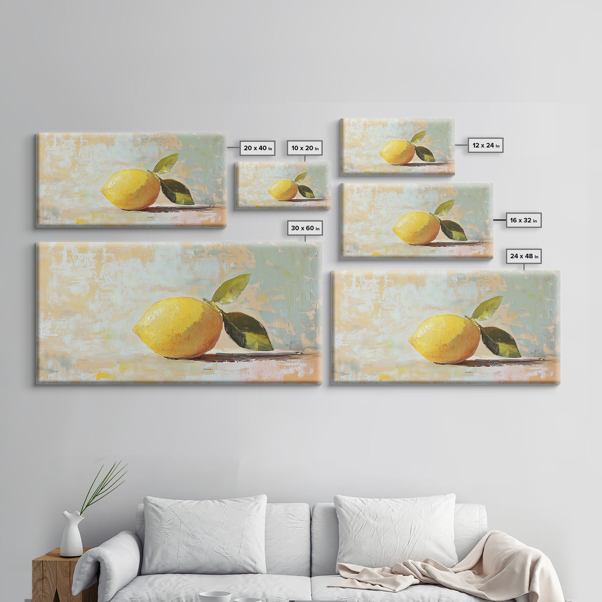 Bright Lemon Still Life Canvas Print, Kitchen Wall Art, Mediterranean Decor, Fruit Art Print, Summer Home Decor, Housewarming Gift