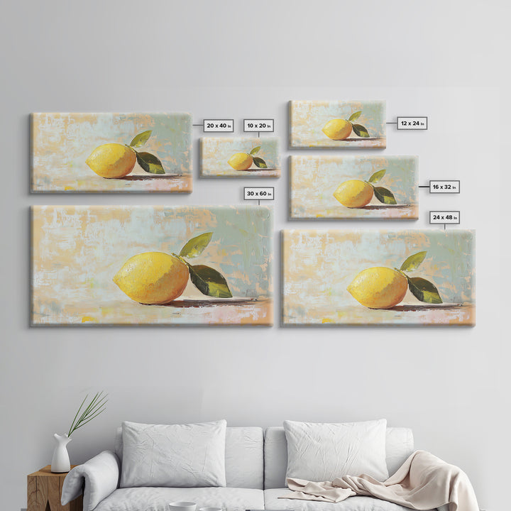 Bright Lemon Still Life Canvas Print, Kitchen Wall Art, Mediterranean Decor, Fruit Art Print, Summer Home Decor, Housewarming Gift