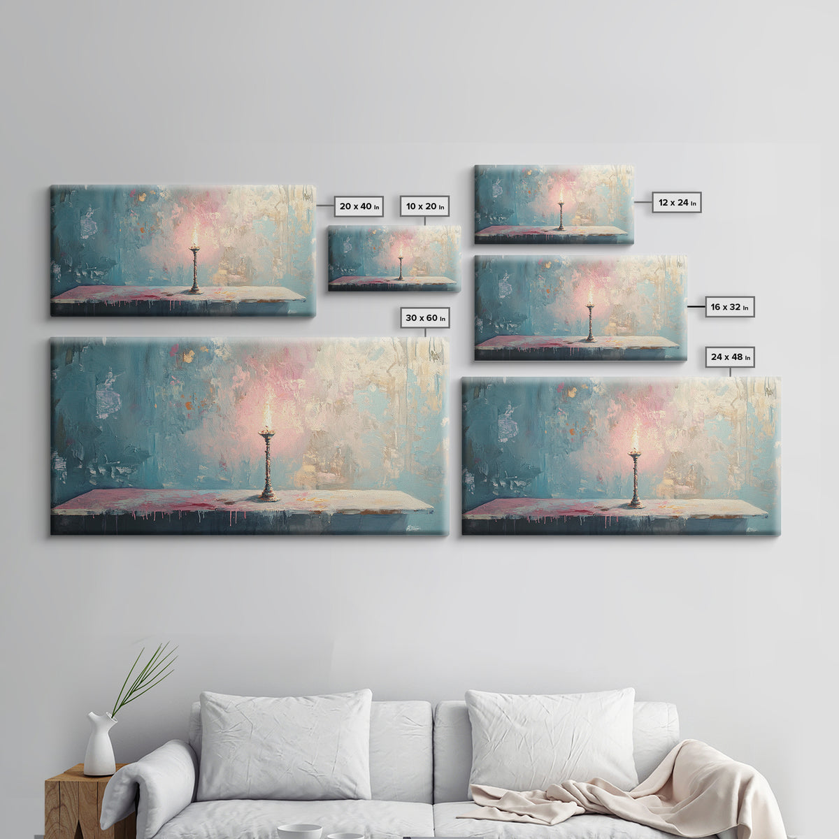 Lonely Candle Glow Minimalist Wall Art, Moody Abstract Canvas Print, Calming Bedroom Decor, Modern Living Room Art, Housewarming Gift
