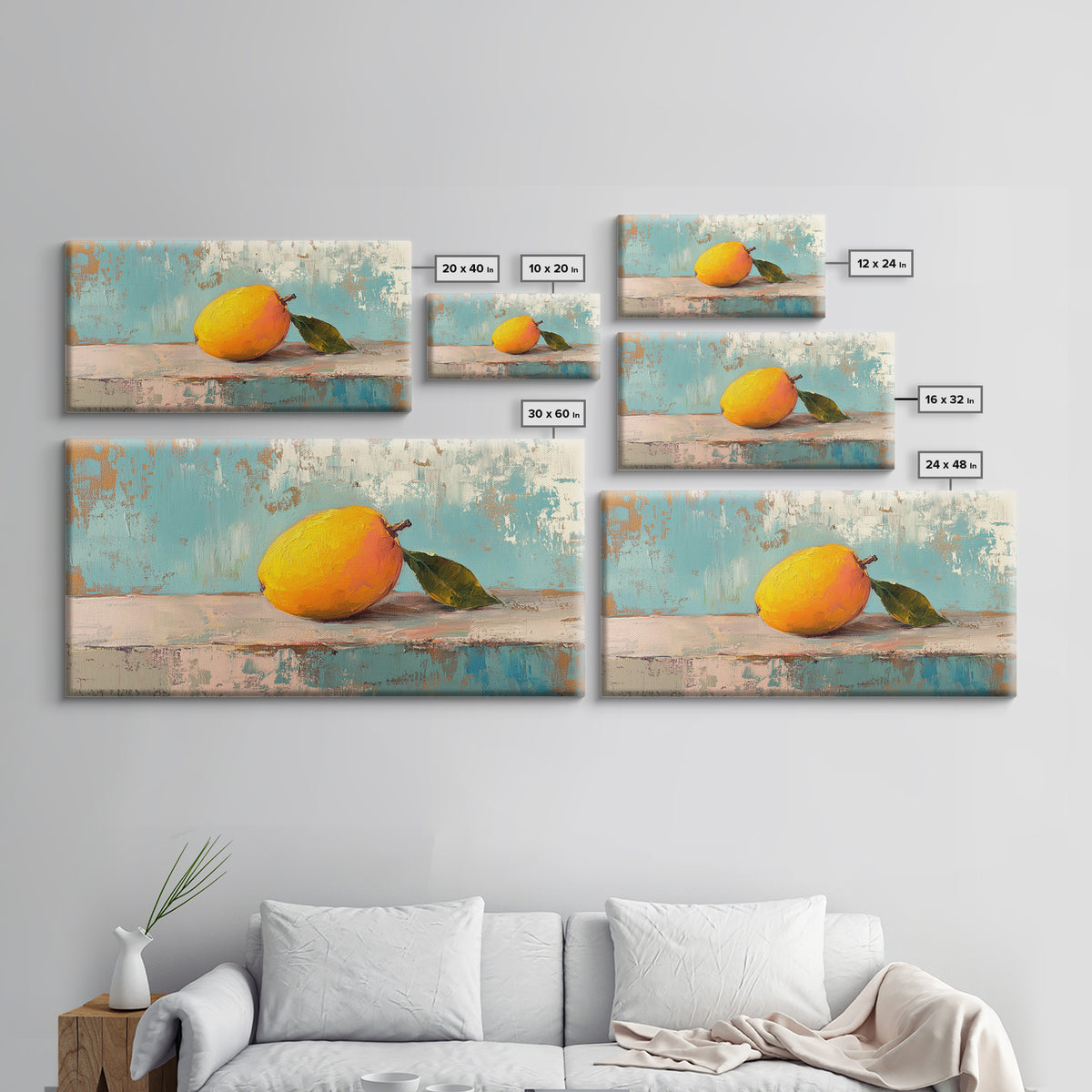 Golden Mango Fruit Still Life Wall Art, Colorful Kitchen Canvas Print, Tropical Farmhouse Decor, Foodie Housewarming Gift