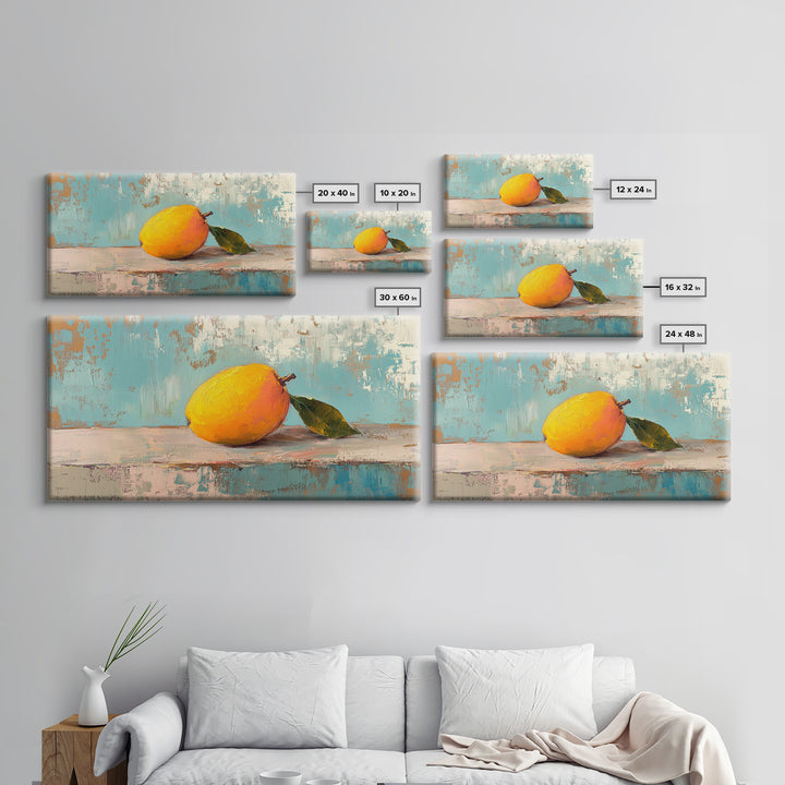 Golden Mango Fruit Still Life Wall Art, Colorful Kitchen Canvas Print, Tropical Farmhouse Decor, Foodie Housewarming Gift