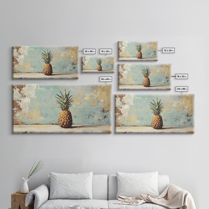 Single Pineapple Still Life Canvas Print, Tropical Kitchen Wall Art, Coastal Fruit Decor, Summer Beach House Wall Decor Print