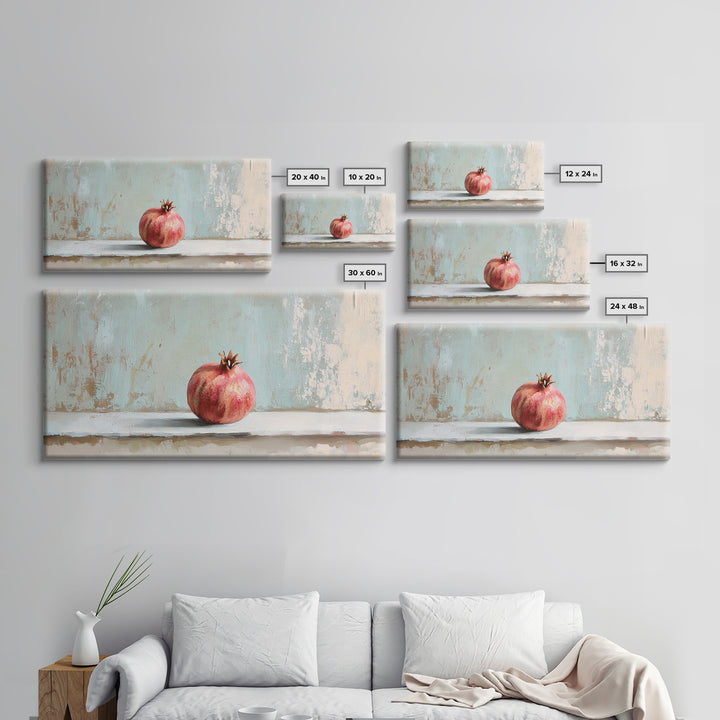 Single Pomegranate Still Life Wall Art, Fruit Painting, Kitchen Wall Art, Mediterranean Decor, Minimalist Food Art, Gift For Foodie