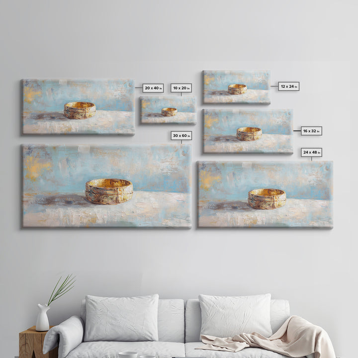 Gold Wedding Band Still Life Wall Art, Romantic Bedroom Decor, Anniversary Gift, Elegant Framed Canvas Print For Couples