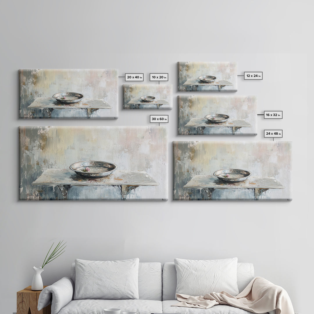 Wabi Sabi Ceramic Bowl Still Life Canvas Print, Neutral Wall Art, Minimalist Decor, Japandi Kitchen Wall Decor Gift Idea