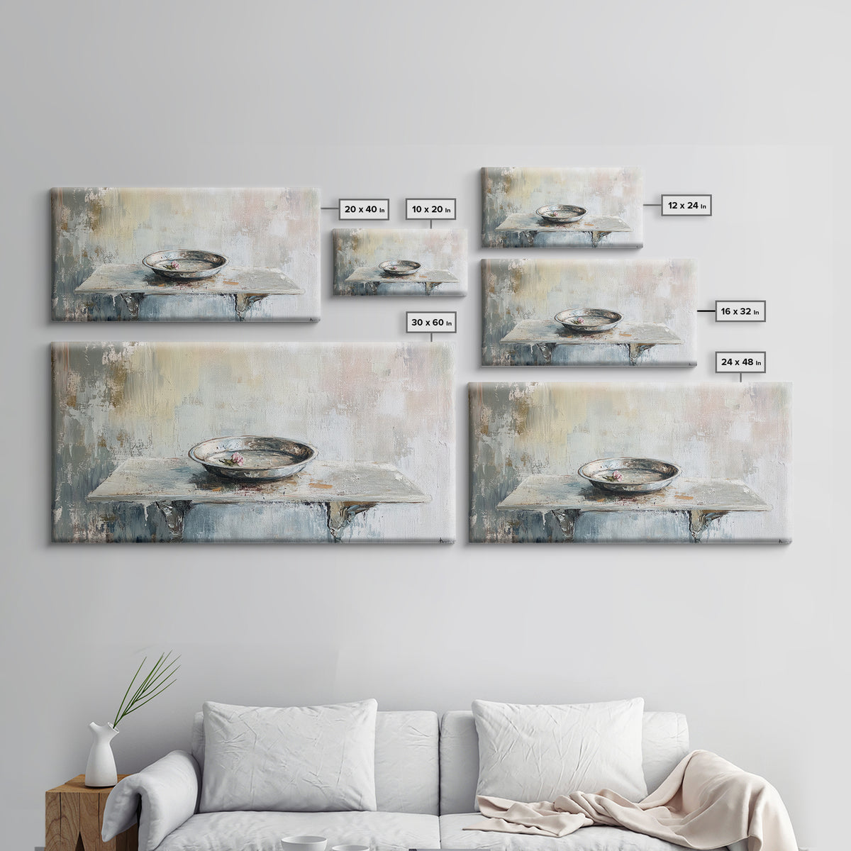 Wabi Sabi Ceramic Bowl Still Life Canvas Print, Neutral Wall Art, Minimalist Decor, Japandi Kitchen Wall Decor Gift Idea