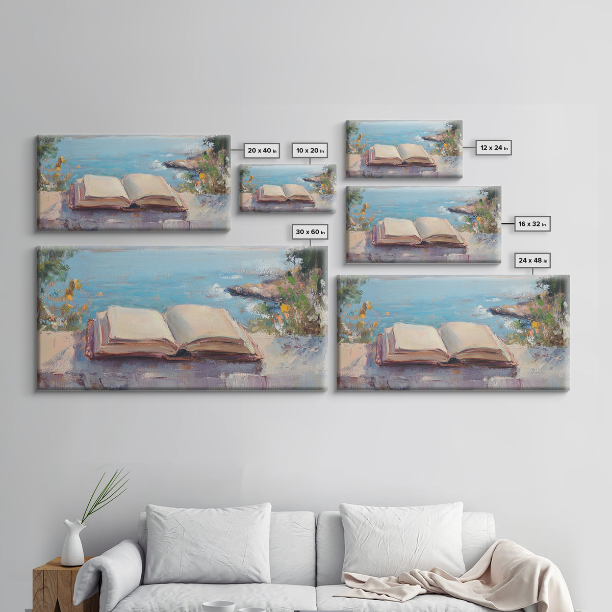 Open Book By The Lake Wall Art, Reading Nook Decor, Literary Art Print, Coastal Landscape Canvas, Book Lover Gift, Home Decor