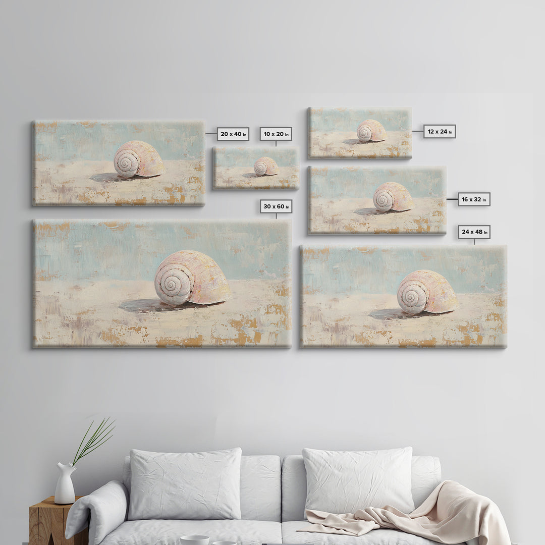 Minimal Pink Seashell Still Life Wall Art, Coastal Bathroom Decor, Beach House Canvas Print, Neutral Nautical Wall Decor, Gift For Her