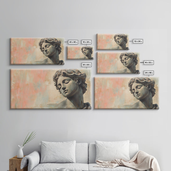 Classical Stone Bust Portrait Canvas Print, Renaissance Wall Art, Dark Academia Decor, Greek Statue Gift For Art Lover Classic Home Decor