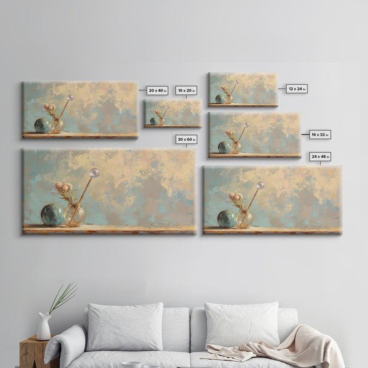 Glass Vases And Dried Flowers Wall Art, Neutral Still Life, Japandi Decor, Minimalist Wall Decor, Organic Modern Canvas Print