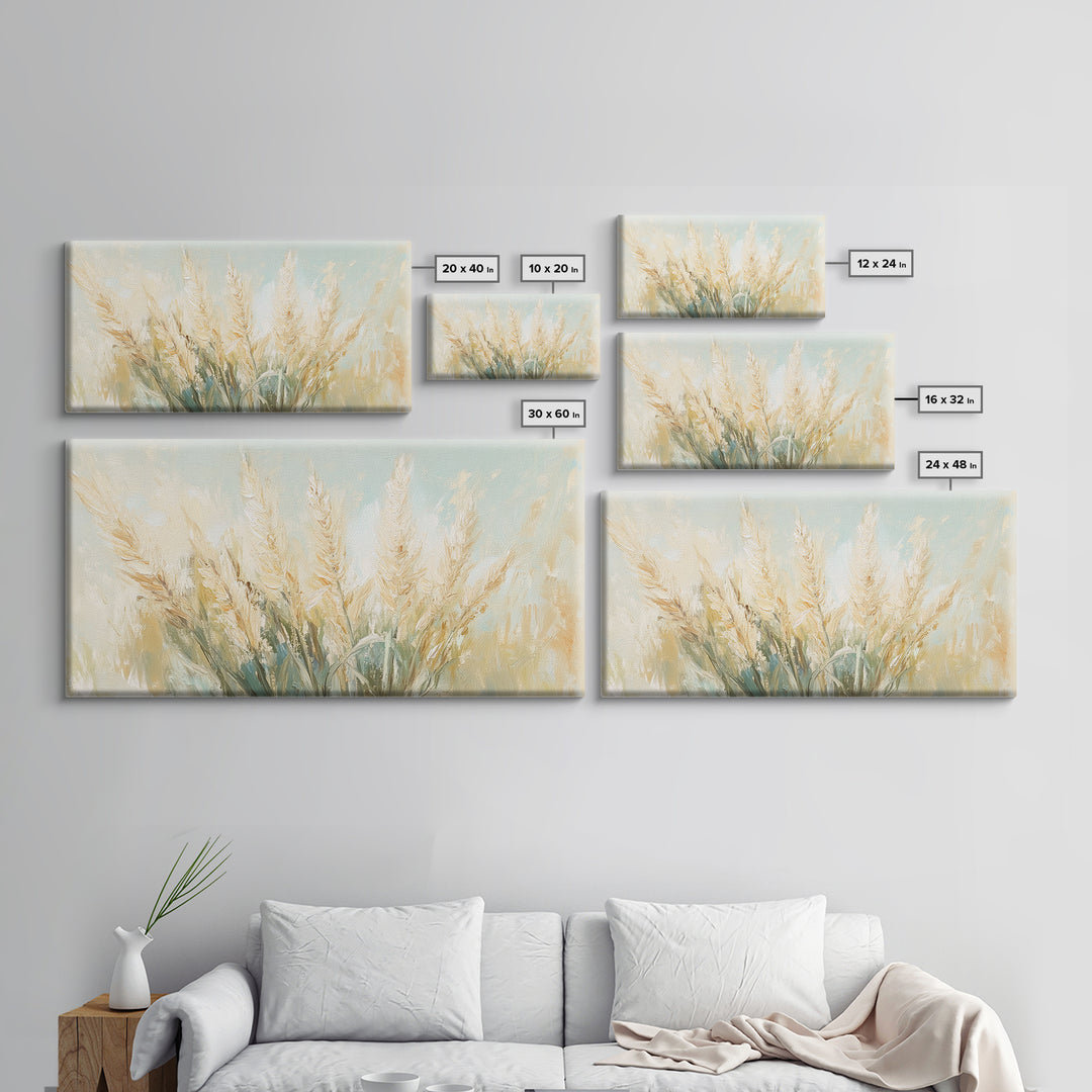 Golden Wheat Field Wall Art, Neutral Farmhouse Decor, Rustic Botanical Canvas Print, Earth Tone Above Sofa Living Room Art Gift