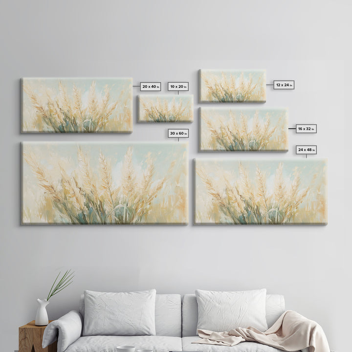 Golden Wheat Field Wall Art, Neutral Farmhouse Decor, Rustic Botanical Canvas Print, Earth Tone Above Sofa Living Room Art Gift