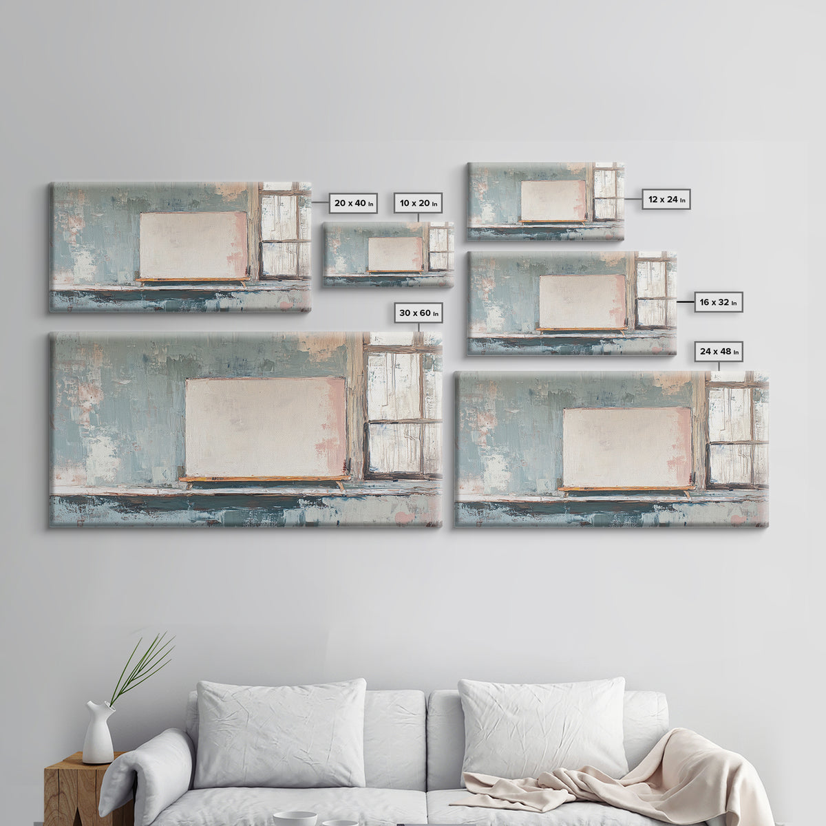 Blank Canvas By Window Wall Art, Minimalist Studio Decor, Neutral Abstract Canvas Print, Modern Office Living Room Art Gift