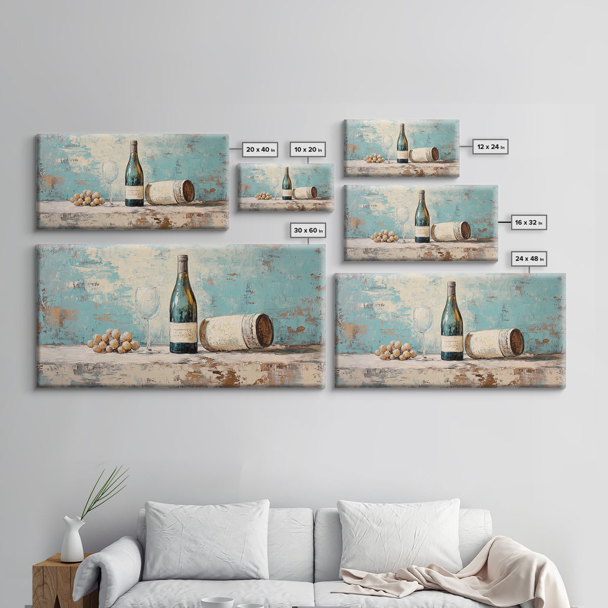 Wine Bottle With Glass And Grapes Canvas Print, Winery Kitchen Wall Art, Rustic Bar Cart Decor, Vineyard Housewarming Gift