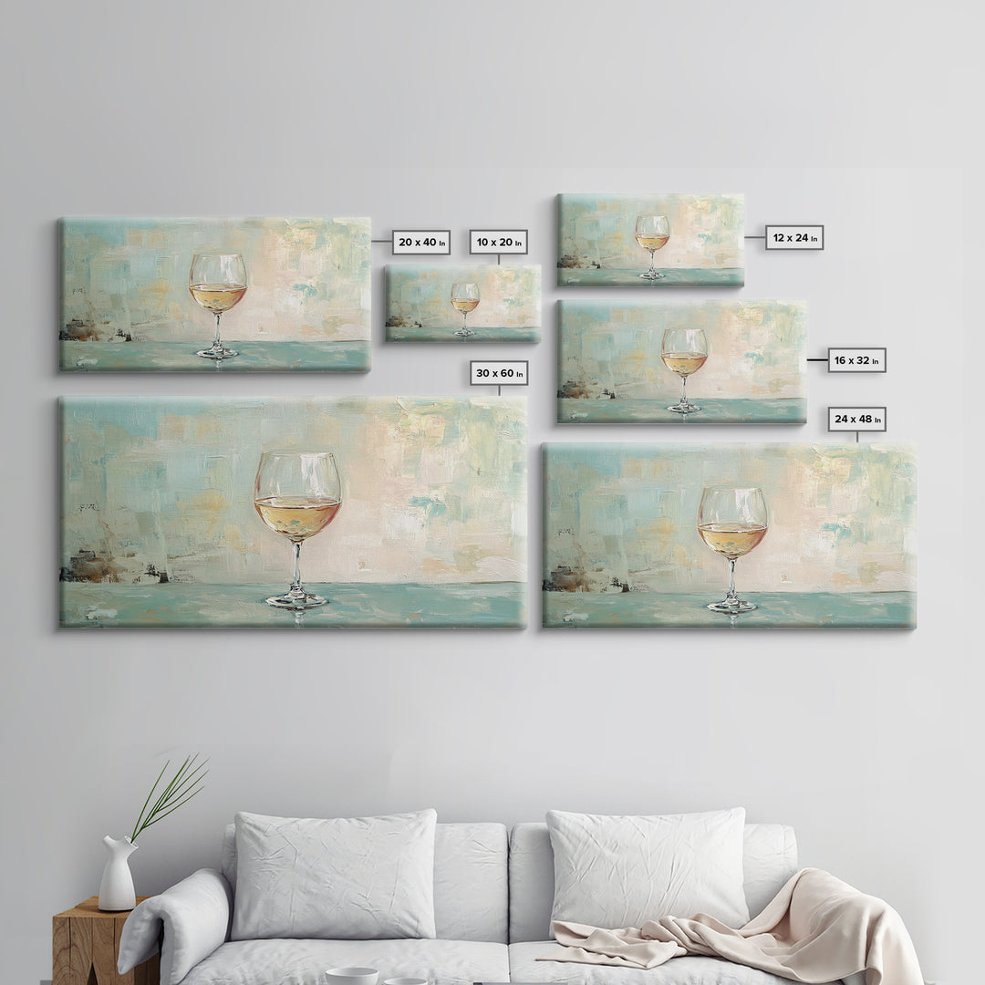 Single White Wine Glass Canvas Print, Minimalist Kitchen Wall Art, Bar Cart Decor, Neutral Dining Room Art, Gift For Her