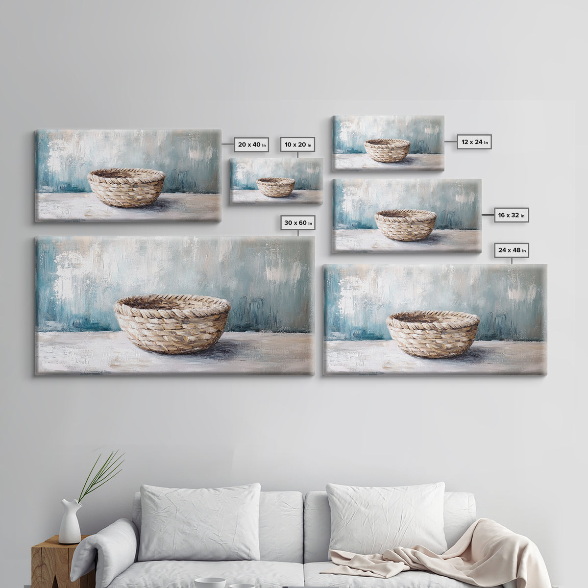 Handwoven Basket Still Life Canvas Print, Rustic Wall Art, Neutral Farmhouse Decor, Wabi Sabi Art, Cozy Kitchen Decor Gift
