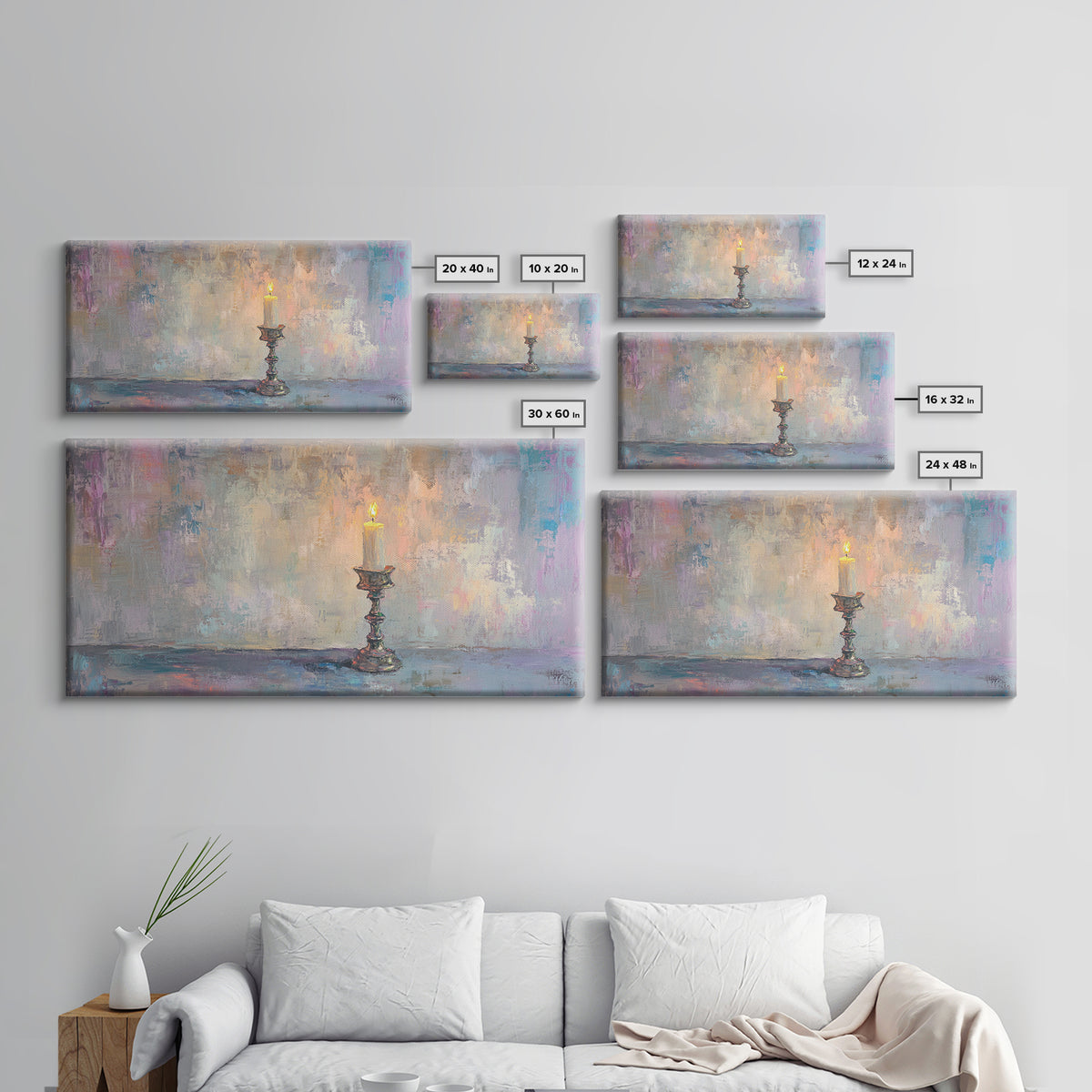 Solitary Candle In Ornate Holder Framed Canvas Print, Moody Wall Art, Dark Academia Decor, Romantic Bedroom Art Gift For Her