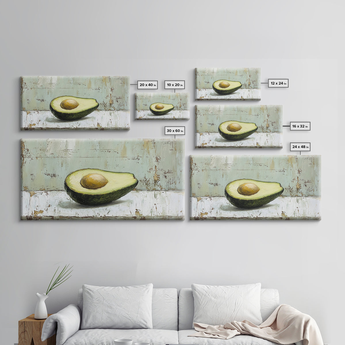 Avocado Half Still Life Canvas Print, Modern Kitchen Wall Art, Foodie Gift, Minimalist Food Art For Dining Room Decor And Home Decor