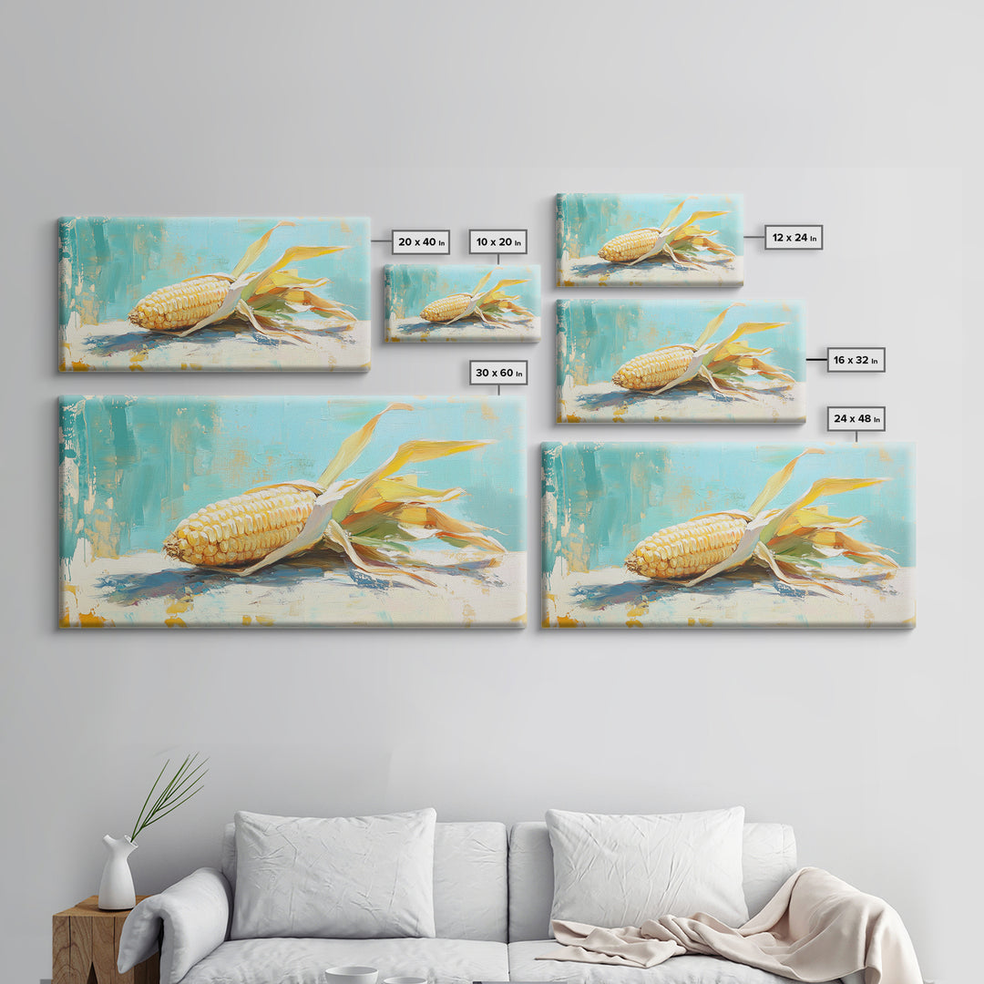 Golden Corn Still Life Canvas Print, Farmhouse Kitchen Wall Art, Rustic Country Decor, Food Art Print For Dining Room Decor