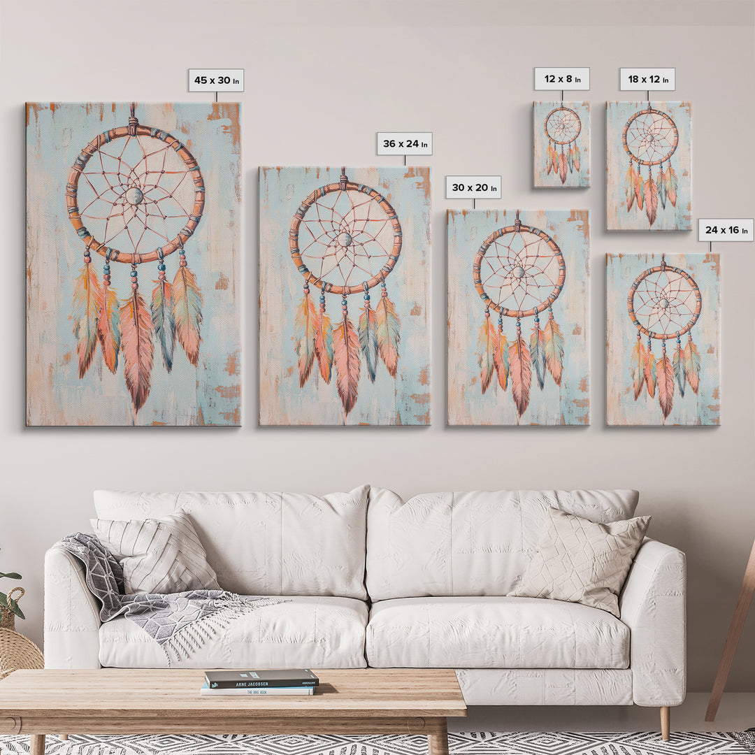 Boho Dreamcatcher Feathers Wall Art, Southwestern Canvas Print, Spiritual Home Decor, Nursery Wall Decor, Unique Gift Idea