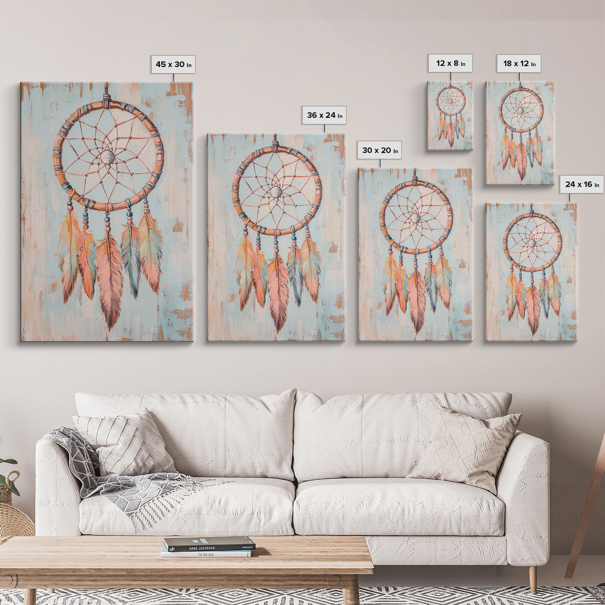 Boho Dreamcatcher Feathers Wall Art, Southwestern Canvas Print, Spiritual Home Decor, Nursery Wall Decor, Unique Gift Idea