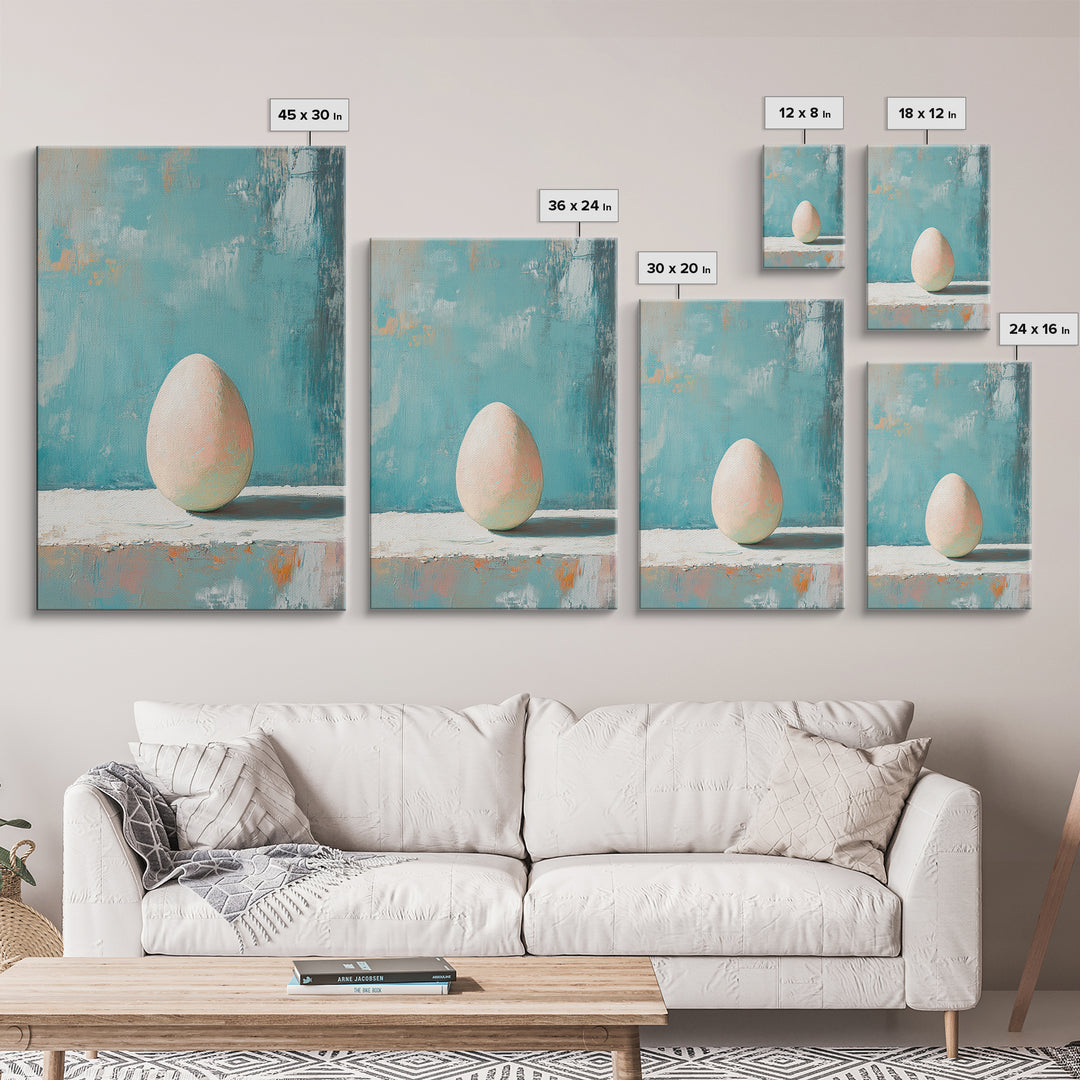 Minimal Egg Still Life Canvas Print, Neutral Kitchen Wall Art, Minimalist Wall Art For Modern Home Decor And Housewarming Gift