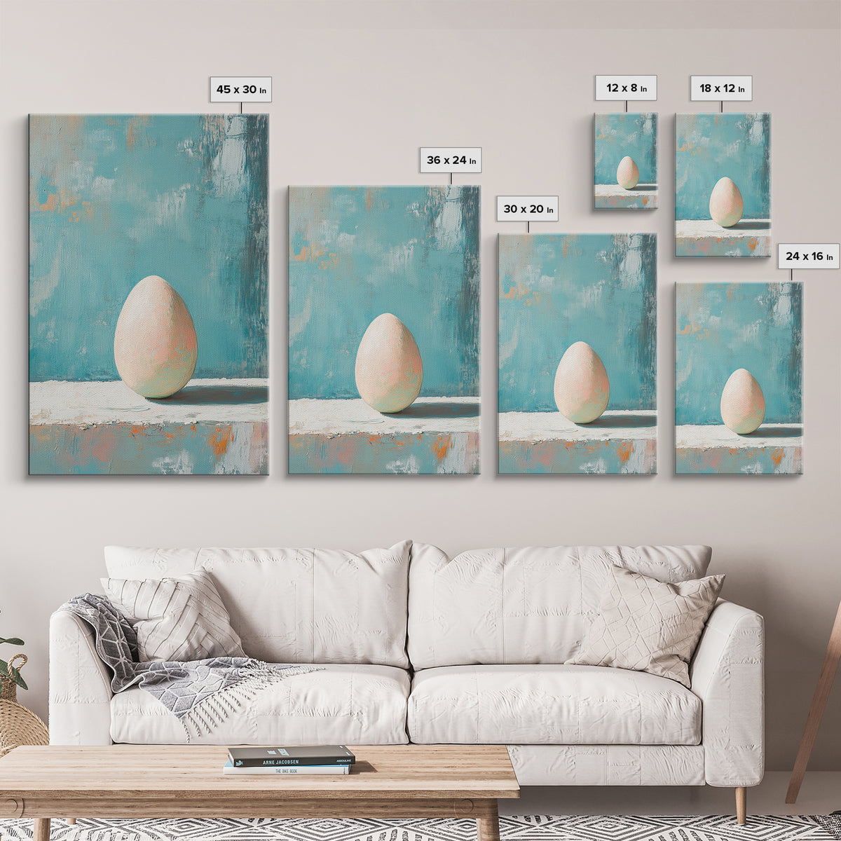 Minimal Egg Still Life Canvas Print, Neutral Kitchen Wall Art, Minimalist Wall Art For Modern Home Decor And Housewarming Gift