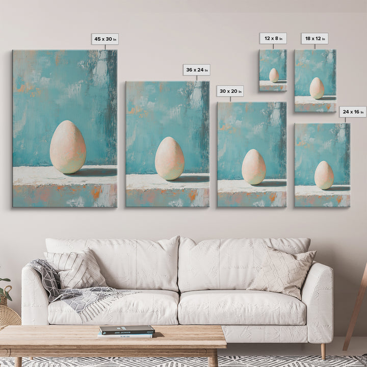 Minimal Egg Still Life Canvas Print, Neutral Kitchen Wall Art, Minimalist Wall Art For Modern Home Decor And Housewarming Gift
