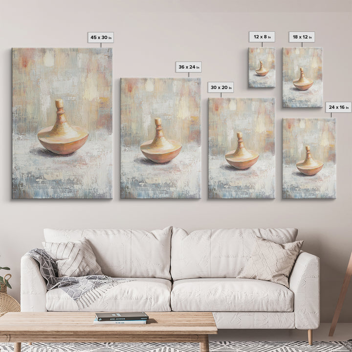 Minimal Spinning Top Still Life Canvas Print, Neutral Wall Art, Wabi Sabi Decor, Modern Minimalist Art Print For Office Decor