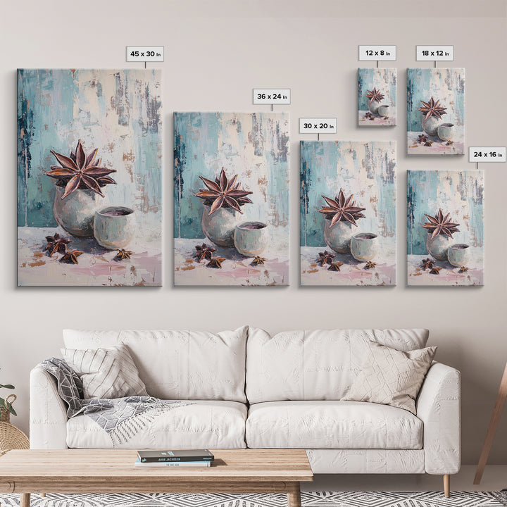 Star Anise And Ceramic Cup Spice Wall Art, Cozy Kitchen Decor, Rustic Food Still Life Canvas Print, Housewarming Gift For Her