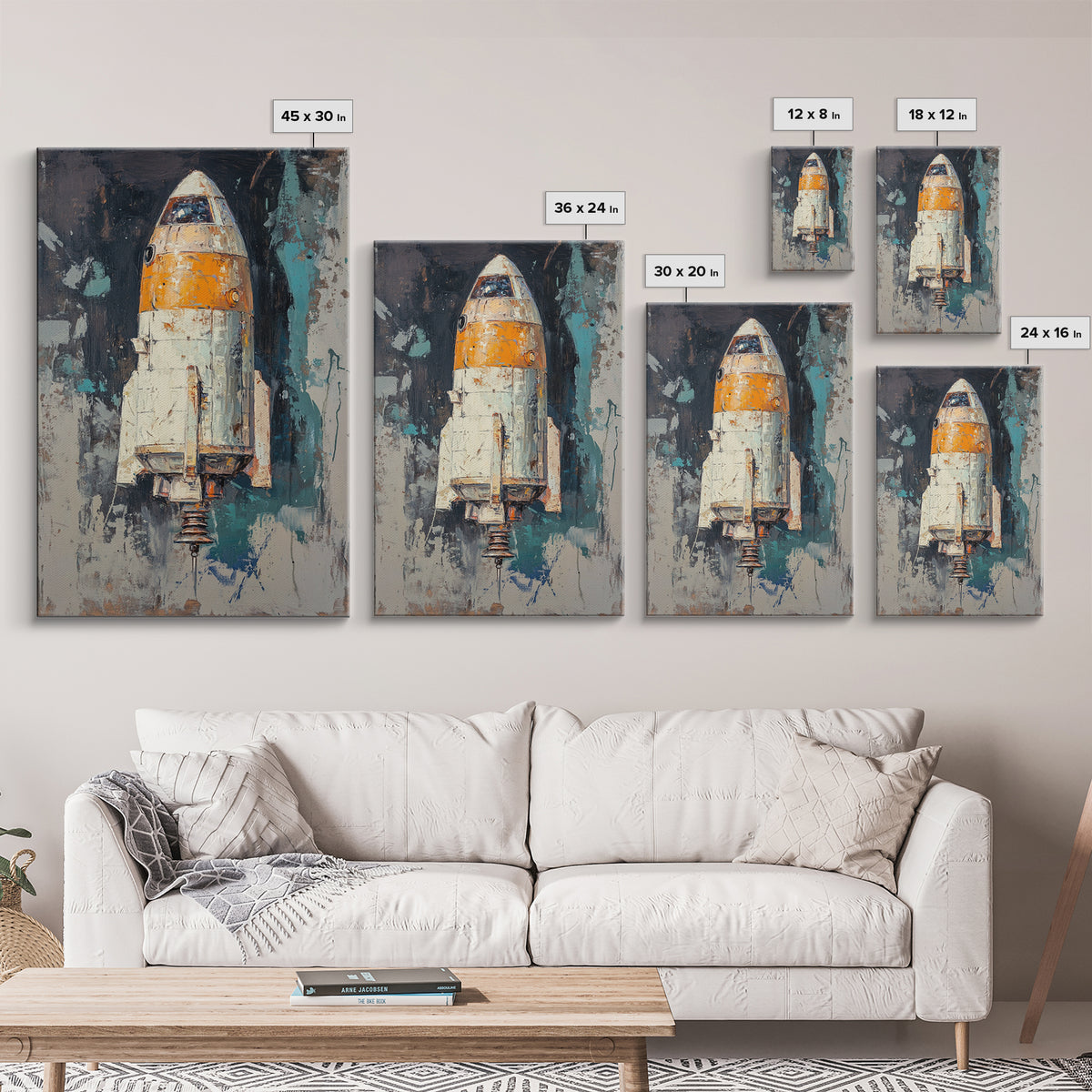 Retro Rocket Ship Spacecraft Wall Art, Sci Fi Wall Art, Futuristic Decor, Space Wall Decor, Gaming Room Art, Large Canvas Art