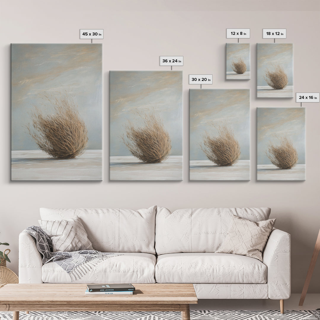Minimalist Tumbleweed Wall Art, Neutral Desert Botanical Painting, Wabi Sabi Decor, Rustic Home Decor, Calming Wall Art Print