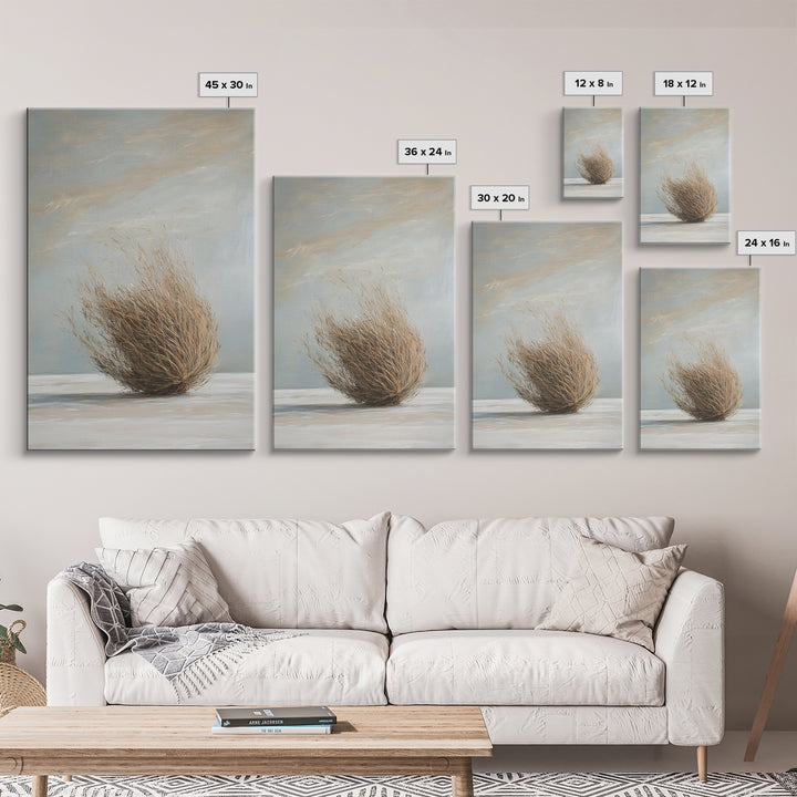 Minimalist Tumbleweed Wall Art, Neutral Desert Botanical Painting, Wabi Sabi Decor, Rustic Home Decor, Calming Wall Art Print