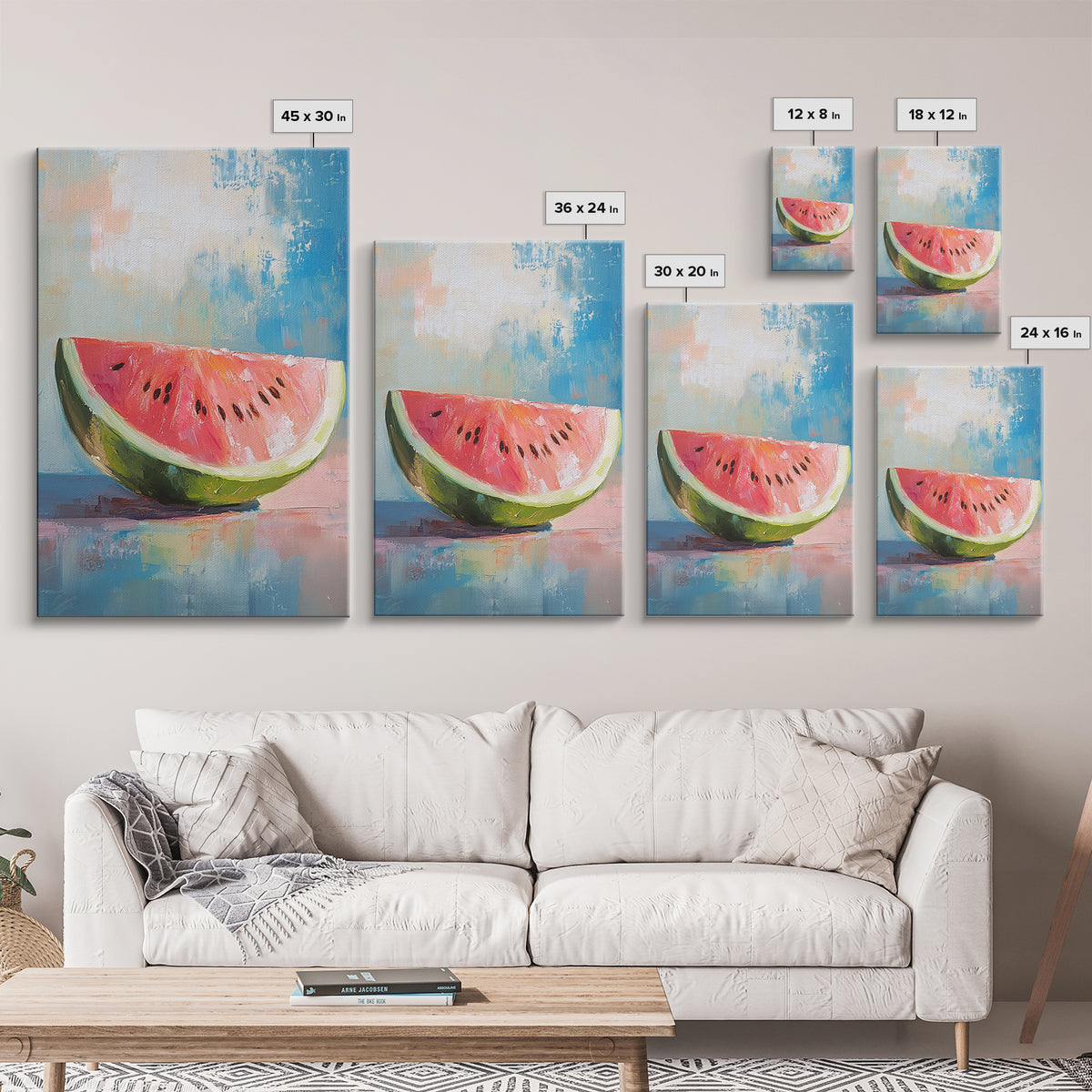 Bright Watermelon Slice Still Life Wall Art, Colorful Kitchen Decor, Summer Fruit Painting, Modern Farmhouse Art Print, Housewarming Gift