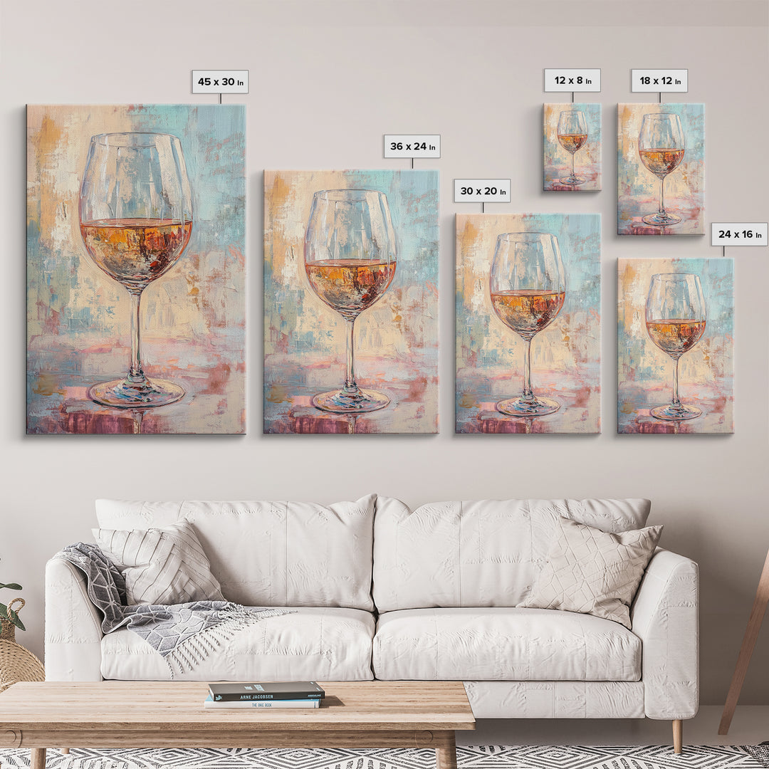 Sparkling Rosé Wine Glass Wall Art, Modern Kitchen Decor, Bar Cart Print, Dining Room Poster, Gift For Wine Lover, Home Decor