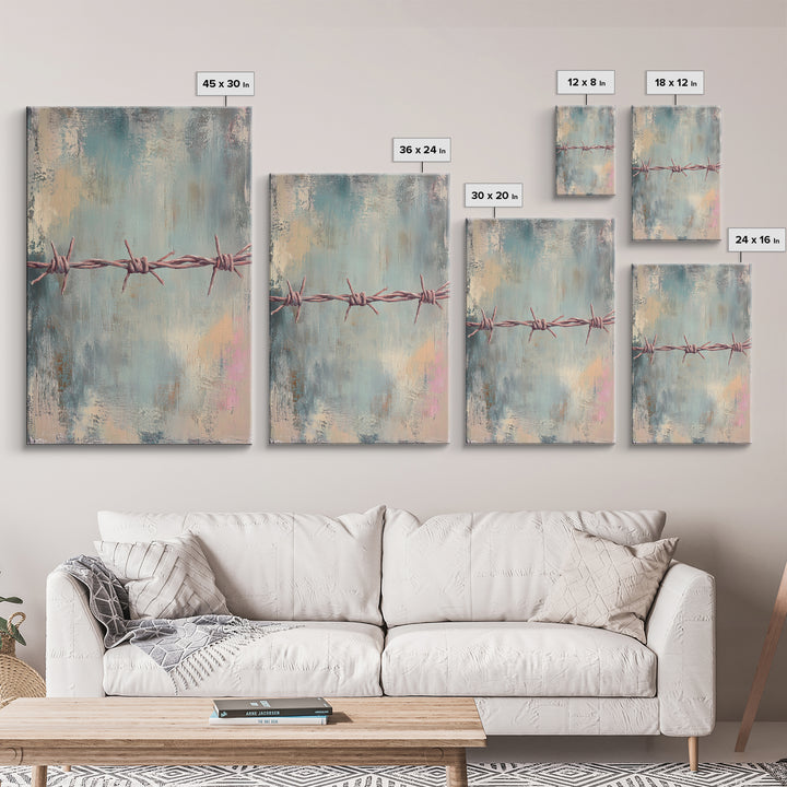 Barbed Wire Minimalist Wall Art, Western Rustic Decor, Industrial Canvas Print, Moody Office Art, Man Cave Decor, Masculine Gift For Him