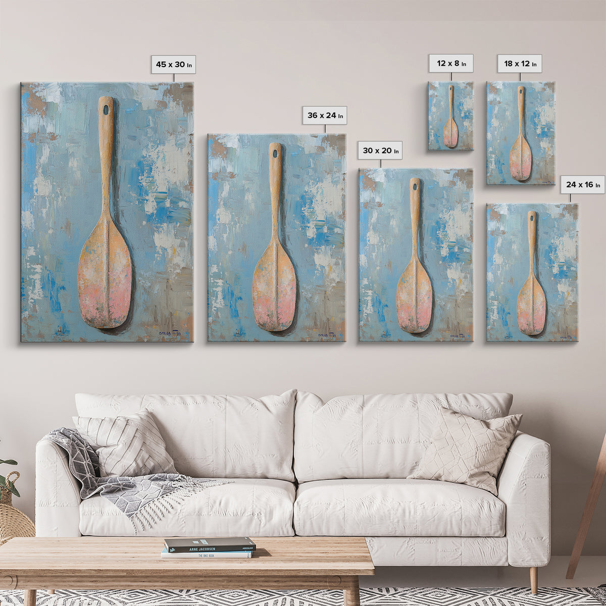 Weathered Wooden Spoon Canvas Print, Rustic Kitchen Wall Art, Farmhouse Decor, Minimalist Food Poster, Housewarming Gift For Chef