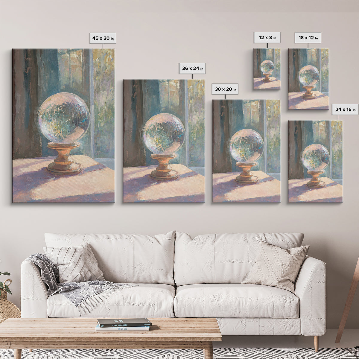Crystal Ball In Sunlit Window Canvas Print, Mystical Wall Art, Celestial Decor, Spiritual Home Decor, Unique Gift For Her