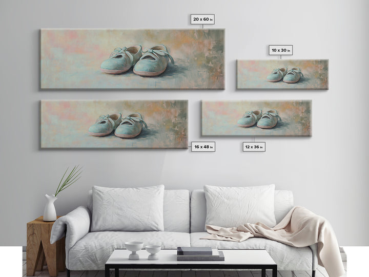 Soft Blue Baby Shoes Wall Art, Pastel Nursery Decor, Baby Room Wall Decor, New Mom Gift, Dreamy Neutral Bedroom Art Print