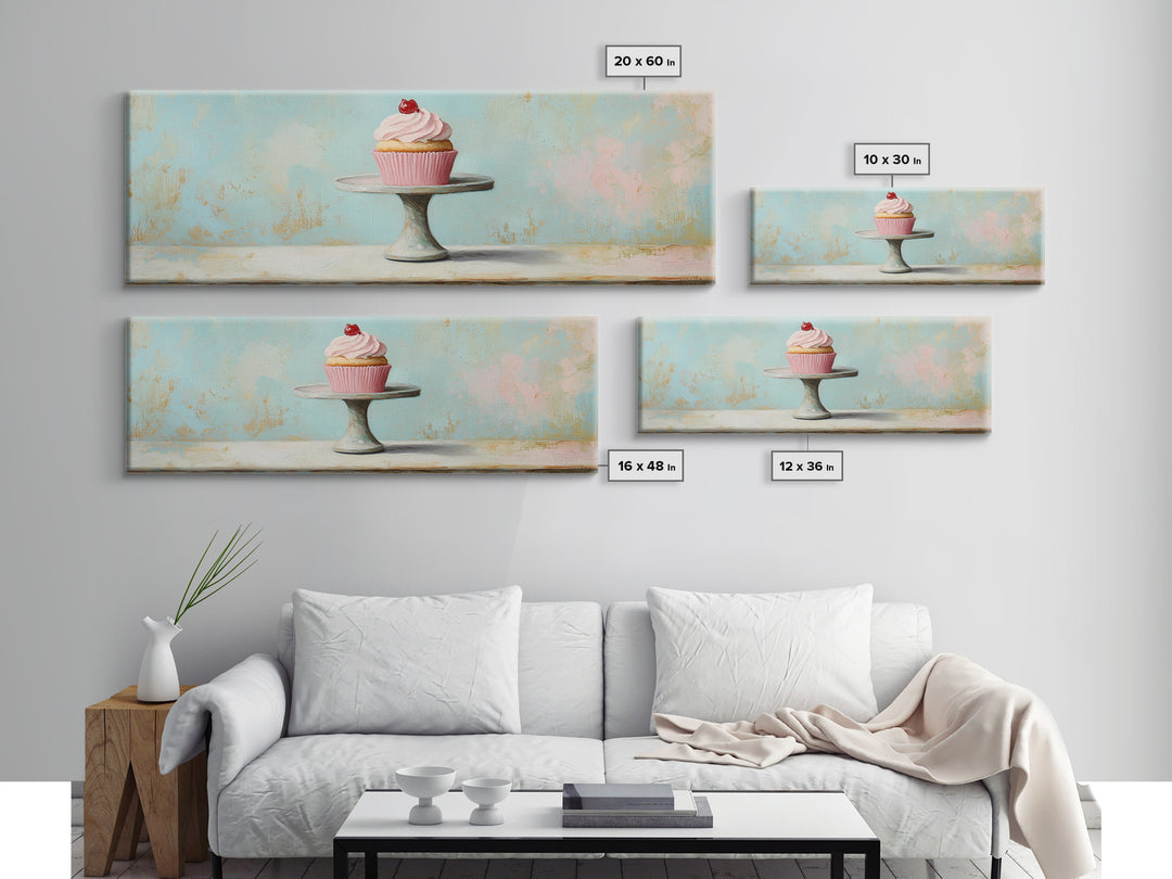 Pink Cupcake On Pedestal Wall Art, Cute Bakery Art, Kitchen Decor, Girls Room Decor, Dessert Print, Gift For Foodie, Home Decor