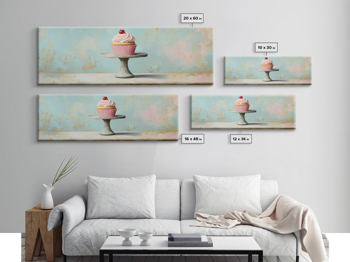 Pink Cupcake On Pedestal Wall Art, Cute Bakery Art, Kitchen Decor, Girls Room Decor, Dessert Print, Gift For Foodie, Home Decor