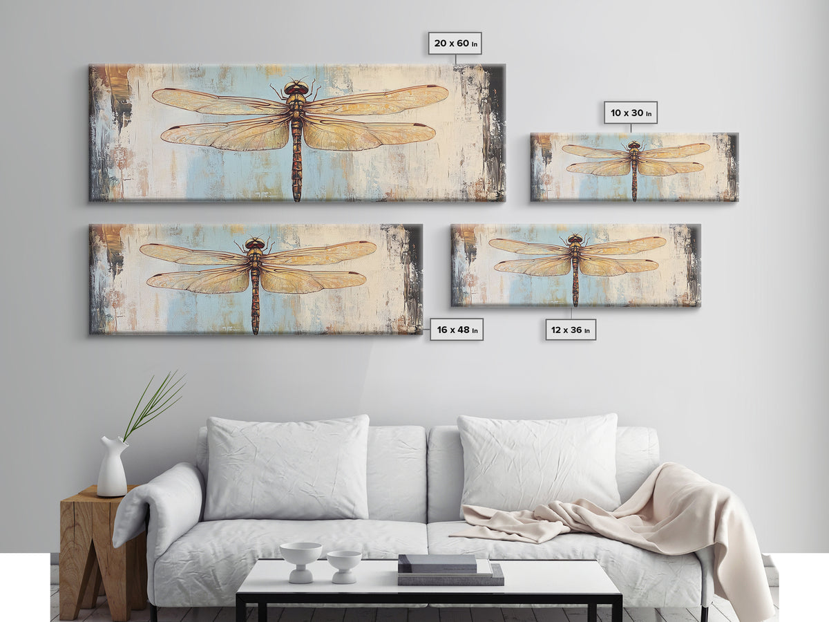 Detailed Dragonfly Insect Wall Art, Nature Inspired Canvas Print, Botanical Wall Decor, Rustic Wildlife Gift For Her, Office Decor
