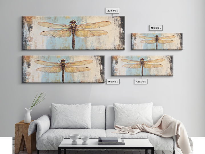 Detailed Dragonfly Insect Wall Art, Nature Inspired Canvas Print, Botanical Wall Decor, Rustic Wildlife Gift For Her, Office Decor