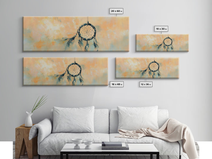 Boho Dreamcatcher With Feathers Wall Art, Southwestern Canvas Print, Spiritual Decor, Earth Tone Bedroom Gift For Her, Dorm Decor