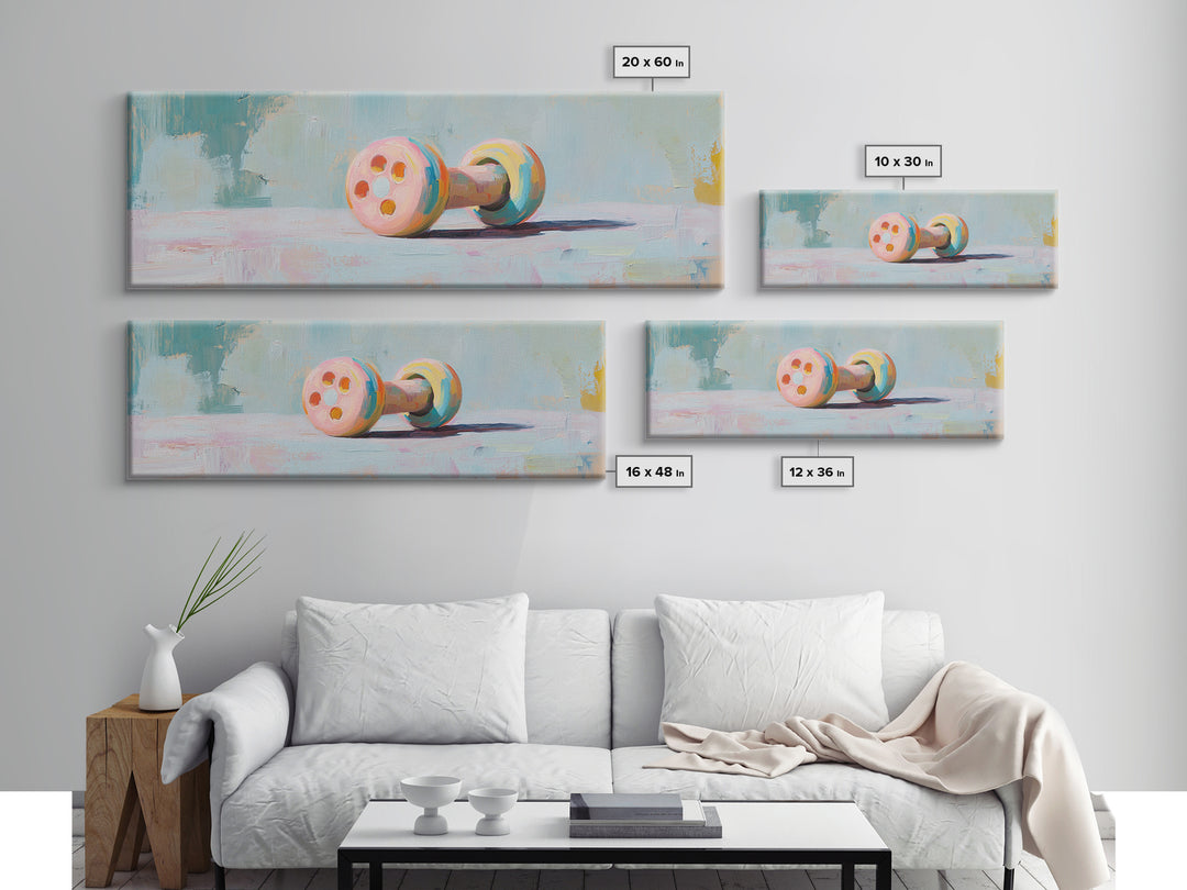 Pastel Dumbbell Still Life Canvas Print, Fitness Studio Decor, Home Gym Wall Art, Pilates Gift, Wellness Workout Room Decor