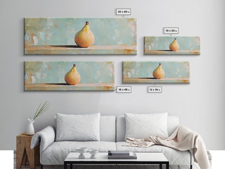 Golden Pear Still Life Framed Canvas Print, Rustic Kitchen Wall Art, Farmhouse Decor, Fruit Painting, Dining Room Decor Gift