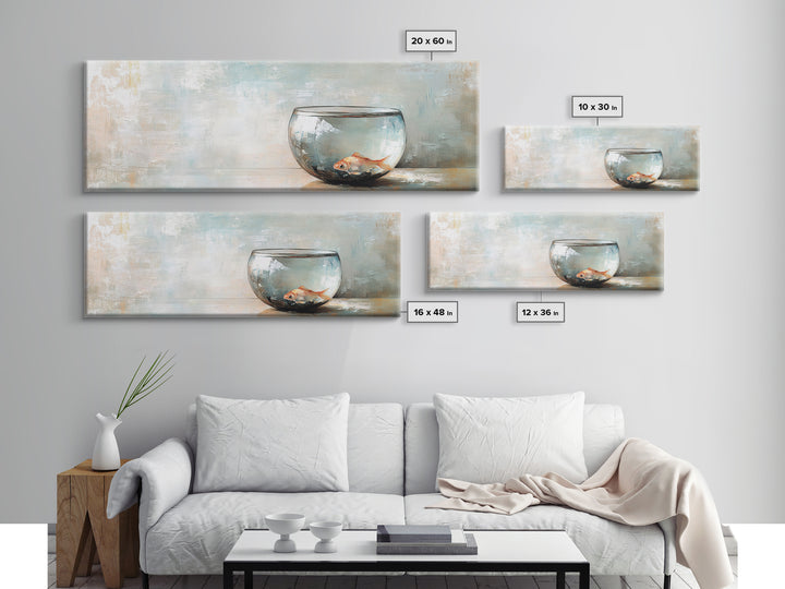Goldfish In Glass Bowl Wall Art, Minimalist Ocean Decor, Animal Art Print, Coastal Bathroom Canvas Print, Gift For Fish Lovers