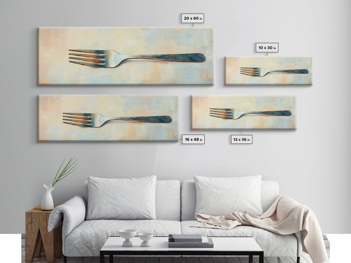Rustic Silver Fork Still Life Wall Art, Minimalist Kitchen Canvas Print For Dining Room Decor Modern Home Decor And Foodie Gift